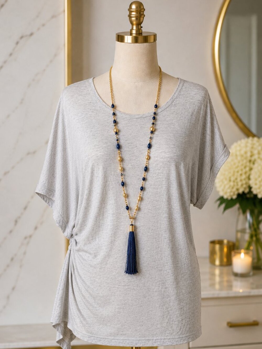olivia moon light grey short sleeve shirt large